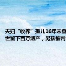 夫妇“收养”孤儿16年未登记:去世留下百万遗产,男孩被判无继