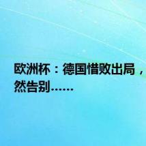 欧洲杯:德国惜败出局,C罗黯然告别……