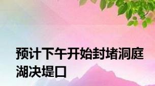 预计下午开始封堵洞庭湖决堤口