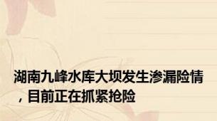 湖南九峰水库大坝发生渗漏险情，目前正在抓紧抢险