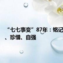 “七七事变”87年:铭记、缅怀、珍惜、自强
