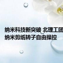 纳米科技新突破 北理工团队实现纳米剪纸转子自由操控