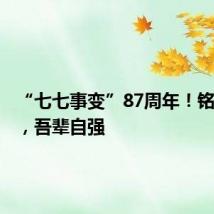 “七七事变”87周年!铭记历史,吾辈自强
