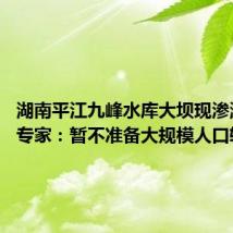 湖南平江九峰水库大坝现渗漏险情 专家:暂不准备大规模人口转移
