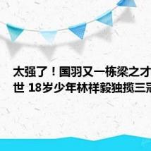 太强了!国羽又一栋梁之才横空出世 18岁少年林祥毅独揽三冠