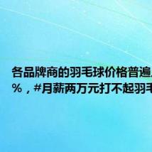 各品牌商的羽毛球价格普遍上涨40%,#月薪两万元打不起羽毛球