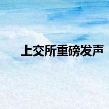 上交所重磅发声！