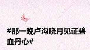 #那一晚卢沟晓月见证碧血丹心#