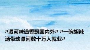 #漯河味道香飘国内外# #一碗胡辣汤带动漯河数十万人就业#