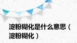淀粉糊化是什么意思（淀粉糊化）