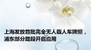 上海发放首批完全无人载人车牌照，浦东部分路段开启应用