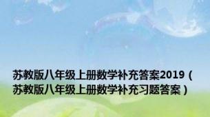 苏教版八年级上册数学补充答案2019（苏教版八年级上册数学补充习题答案）