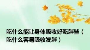 吃什么能让身体吸收好吃胖些（吃什么容易吸收发胖）