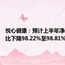 悦心健康：预计上半年净利润同比下降98.22%至98.81%