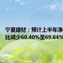 宁夏建材:预计上半年净利润同比减少60.40%至69.64%