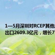 1—5月深圳对RCEP其他成员国出口2609.3亿元,增长77.3%