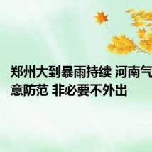 郑州大到暴雨持续 河南气象:注意防范 非必要不外出