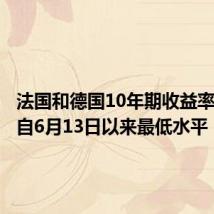 法国和德国10年期收益率之差为自6月13日以来最低水平
