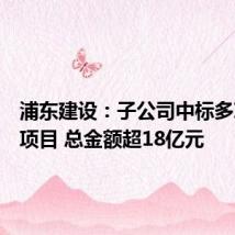 浦东建设:子公司中标多项重大项目 总金额超18亿元