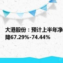 大港股份：预计上半年净利润下降67.29%-74.44%
