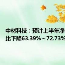 中材科技:预计上半年净利润同比下降63.39%~72.73%