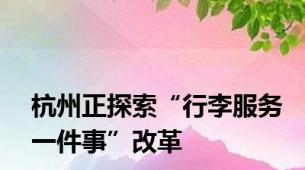 杭州正探索“行李服务一件事”改革