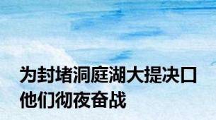 为封堵洞庭湖大提决口 他们彻夜奋战