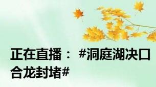 正在直播： #洞庭湖决口合龙封堵#