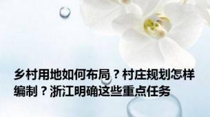 乡村用地如何布局？村庄规划怎样编制？浙江明确这些重点任务