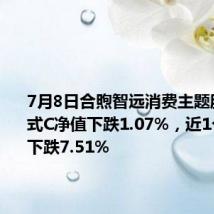 7月8日合煦智远消费主题股票发起式C净值下跌1.07%,近1个月累计下跌7.51%