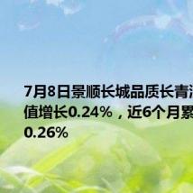 7月8日景顺长城品质长青混合C净值增长0.24%,近6个月累计上涨20.26%