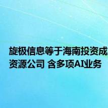 旋极信息等于海南投资成立数据资源公司 含多项AI业务