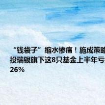 “钱袋子”缩水惨痛!施成策略失效,国投瑞银旗下这8只基金上半年亏损狂飙超26%