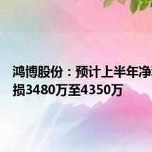 鸿博股份：预计上半年净利润亏损3480万至4350万