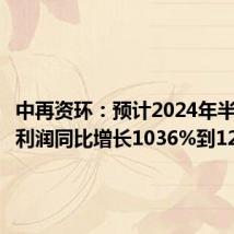 中再资环:预计2024年半年度净利润同比增长1036%到1285%