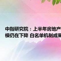 中指研究院：上半年房地产融资规模仍在下降 白名单机制成果显现
