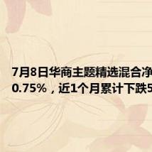 7月8日华商主题精选混合净值下跌0.75%,近1个月累计下跌5.35%