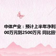 中体产业：预计上半年净利润约2000万元到2500万元 同比扭亏
