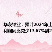 华友钴业:预计2024年上半年净利润同比减少13.67%到28.06%