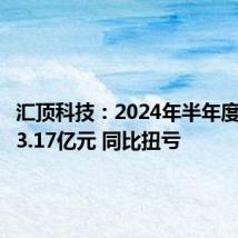 汇顶科技：2024年半年度净利润3.17亿元 同比扭亏