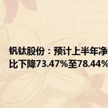 钒钛股份：预计上半年净利润同比下降73.47%至78.44%