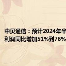 中贝通信:预计2024年半年度净利润同比增加51%到76%