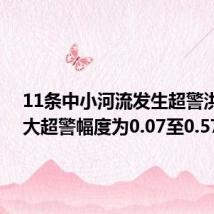 11条中小河流发生超警洪水 最大超警幅度为0.07至0.57米
