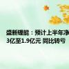 盛新锂能：预计上半年净亏损1.3亿至1.9亿元 同比转亏