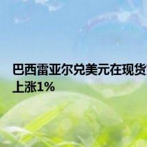 巴西雷亚尔兑美元在现货交易中上涨1%