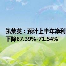 凯莱英:预计上半年净利润同比下降67.39%-71.54%