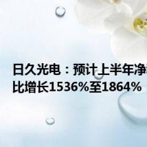 日久光电：预计上半年净利润同比增长1536%至1864%