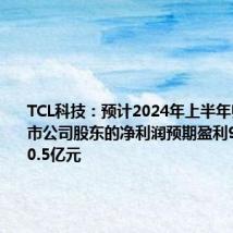 TCL科技:预计2024年上半年归属于上市公司股东的净利润预期盈利9.5亿元-10.5亿元