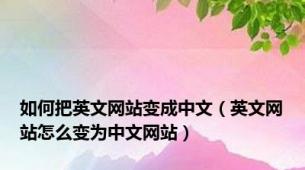 如何把英文网站变成中文（英文网站怎么变为中文网站）