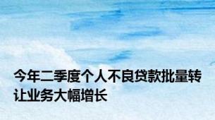 今年二季度个人不良贷款批量转让业务大幅增长
